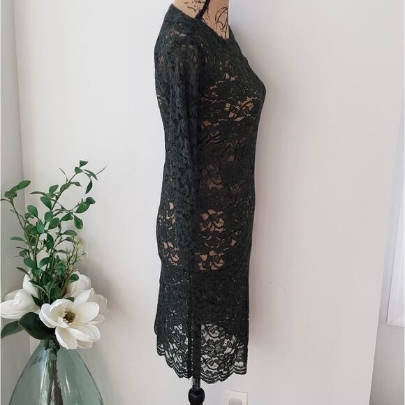 DVF Lace Dress Forest Green - Picture 4 of 14